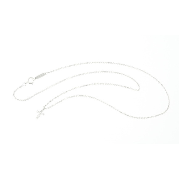 Tiffany Mini Cross Necklace White Gold Diamond